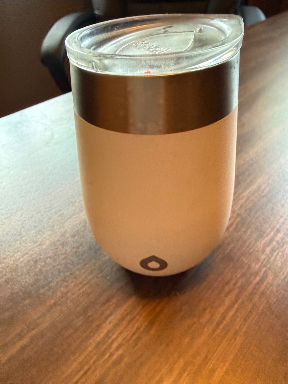 Cream Insulated Tumbler with Clear Slide Lid